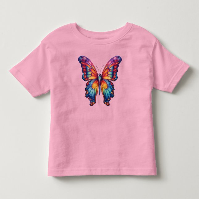 Butterfly Blue Orange Wings Kleinkind T-shirt (Vorderseite)