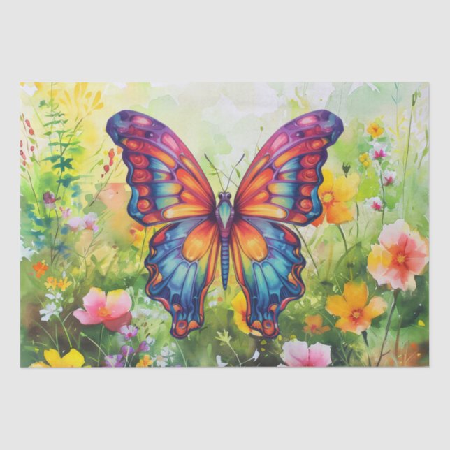 Butterfly Blue Orange Wings Seidenpapier (Vorderseite)