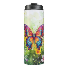 Butterfly Blue Orange Wings Thermosbecher