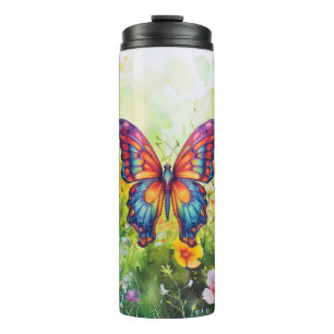 Butterfly Blue Orange Wings Thermosbecher