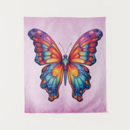 Butterfly Blue Orange Wings Wandteppich