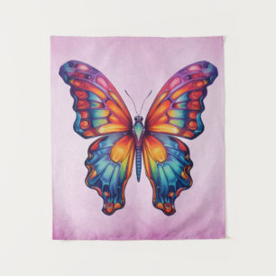 Butterfly Blue Orange Wings Wandteppich