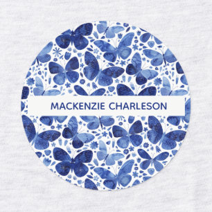 Butterfly Blue Pattername Etiketten