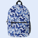 Butterfly Blue Watercolor Bedruckter Rucksack<br><div class="desc">Navy indigoblau-weiße Schmetterlingsmuster. Originelle Kunst von Nic Squirrell.</div>