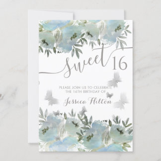 Butterfly Blumengarten 16 . Geburtstag Einladung