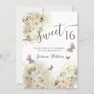 Butterfly Blumengarten 16 . Geburtstag Einladung