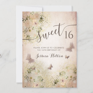 Butterfly Blumengarten 16 . Geburtstag Einladung