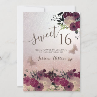 Butterfly Blumengarten 16 . Geburtstag Einladung