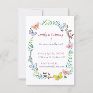 Butterfly-Blumengebäck Geburtstagsparty Einladung
