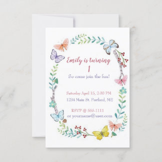 Butterfly-Blumengebäck Geburtstagsparty Einladung
