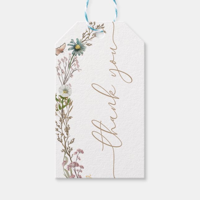 Butterfly Boho Foliage Wreath Vielen Dank Geschenkanhänger (Vorderseite)