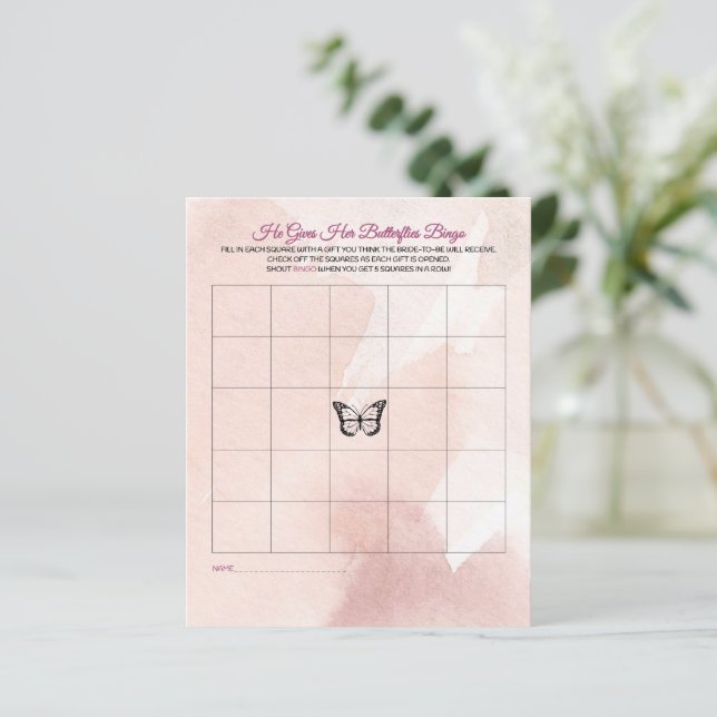 Butterfly Brautparty Bingo (Stehend Vorderseite)