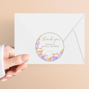 Butterfly Brautparty Hydrangea Gold Danke Runder Aufkleber