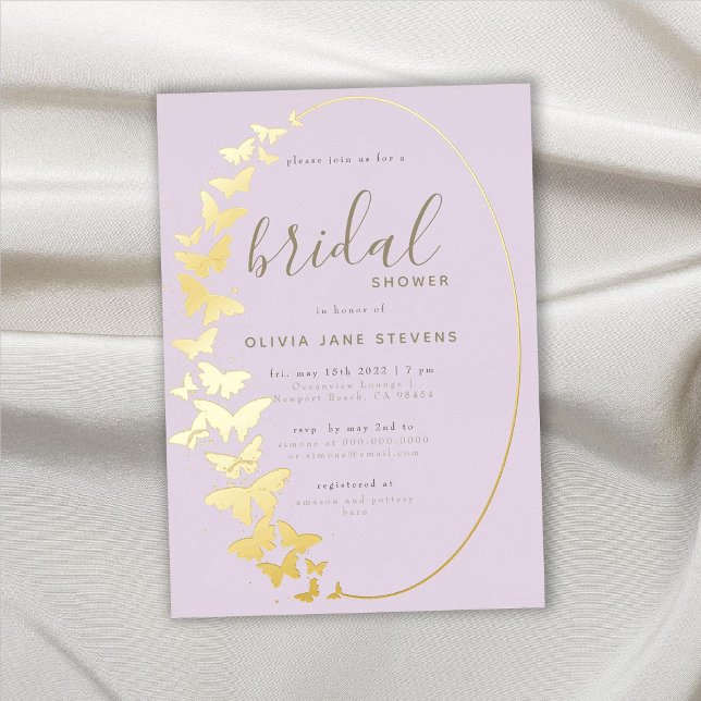 Butterfly Brautparty Lilac Elegante Gold Boho Folieneinladung (Von Creator hochgeladen)