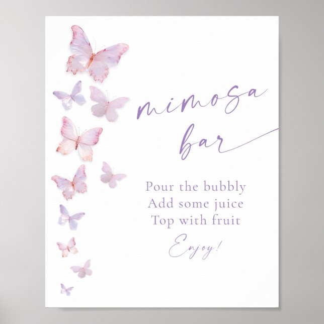 Butterfly Brautparty Mimosa Bar Poster (Vorne)