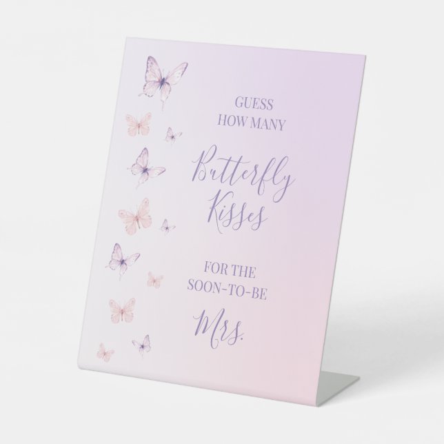 Butterfly Brautparty Ratet wie viele Kisses Sockelschild (Vorderseite)