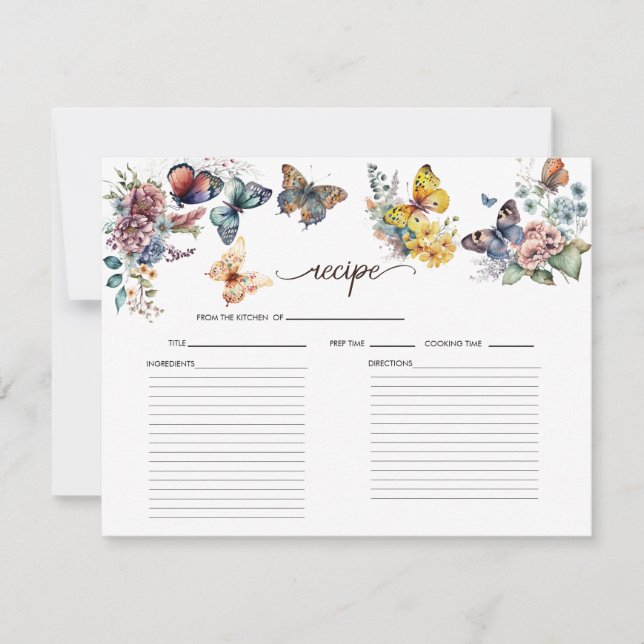 Butterfly | Brautparty-Rezept-Karte Einladung (Vorderseite)