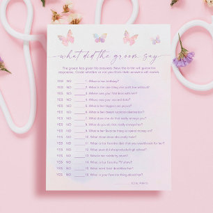 Butterfly Brautparty Was hat er gesagt Game Card Einladung