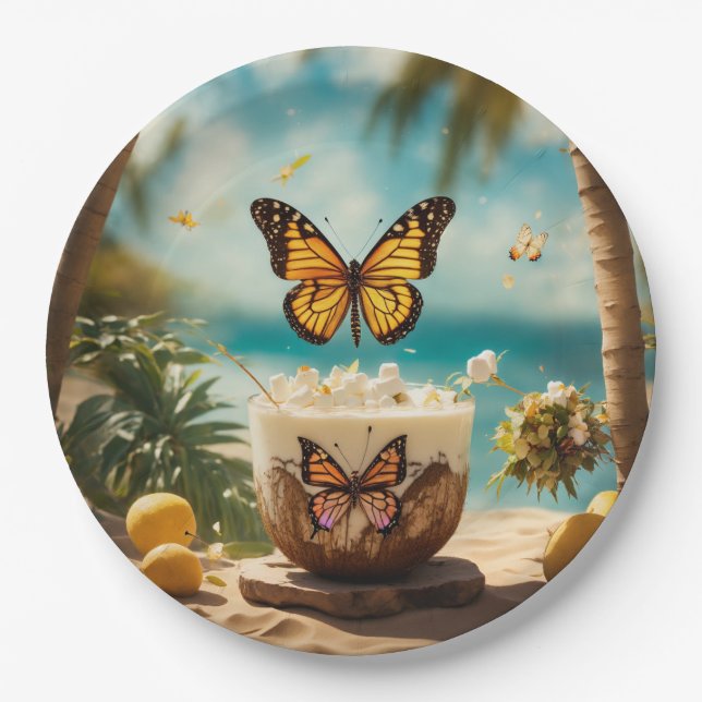 "Butterfly Breezes: Embrace Summer's Lightness" Pappteller (Vorderseite)