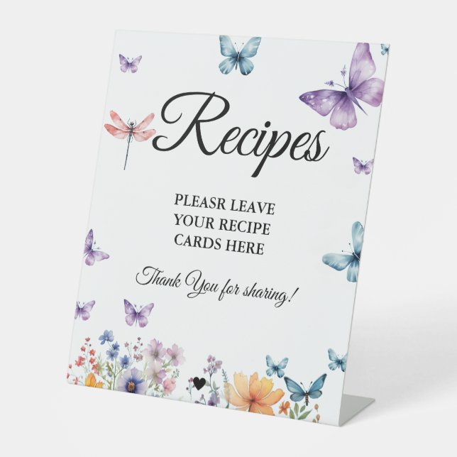 Butterfly bridalLass dein Rezept-Brautparty Sockelschild (Vorderseite)