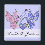 Butterfly Bridge & Groom Wedding Magnet<br><div class="desc">Whimsical Butterfly Weddings > Vintag Paisley Peacock Colors or Fuchsia and Limon Paisley Wedding Einladung - Paisley Peacock Colors Wedding Einladungen, UAWG, Save the Date und Direction or Empfang Cards. UAWG und Platzkarten für Vintage Vogelhochzeiten und Besondere Anlässe Vintage Vogelhochzeiten -Vintage Vogelhühner, die passende Aufkleber und Beilagen enthalten -siehe weitere...</div>