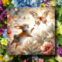 Butterfly Bunny Peach Gold verkettete Glashaus Ost