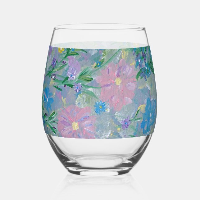 Butterfly Bush Floral Weinglas Ohne Stiel (Vorderseite)