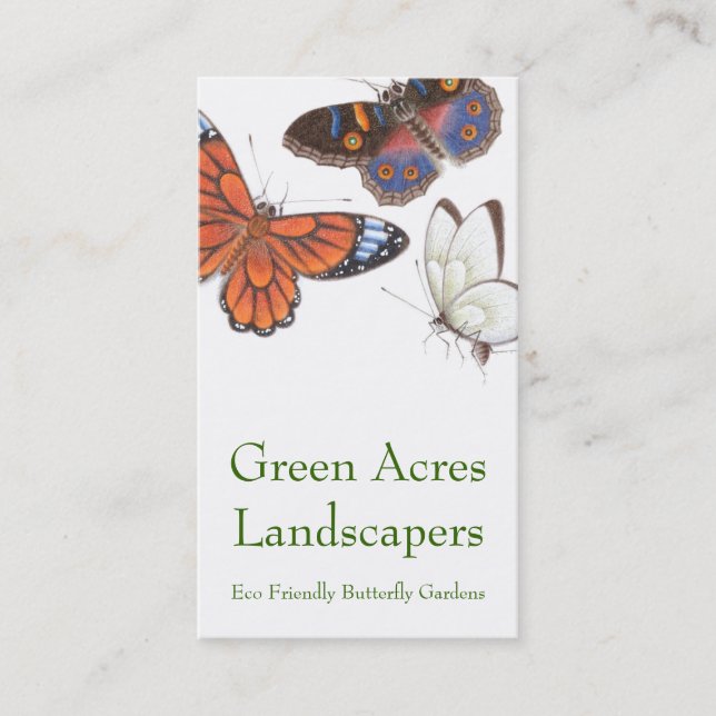 Butterfly Business Card - Landscaper und Gärtner Visitenkarte (Vorderseite)
