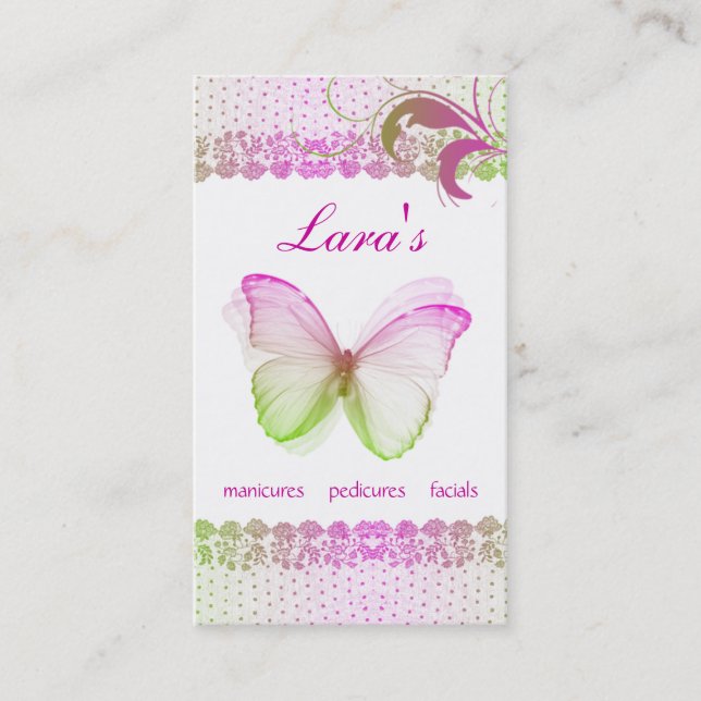 Butterfly Business Card Makeup Artist Salon Spa PG Visitenkarte (Vorderseite)