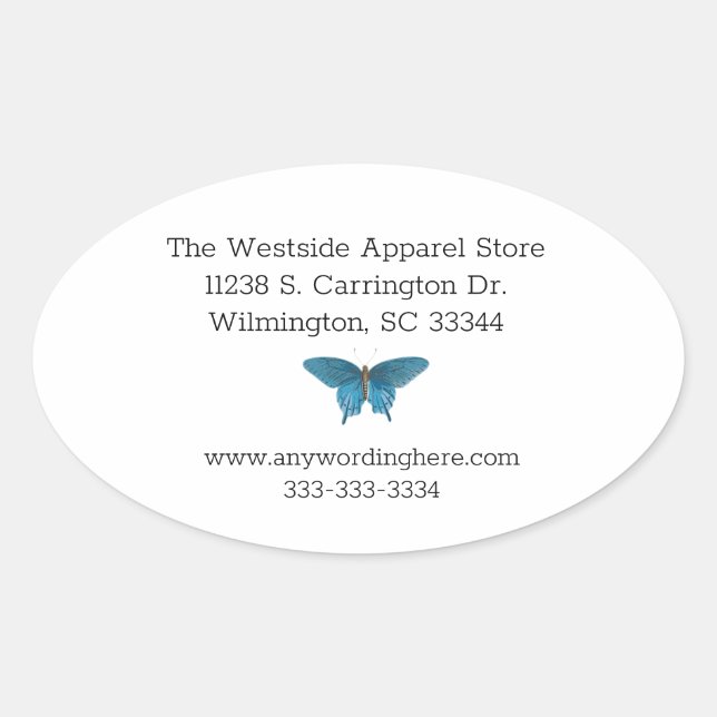 Butterfly Business Crafts Store Promoter Mailer Ovaler Aufkleber (Vorderseite)