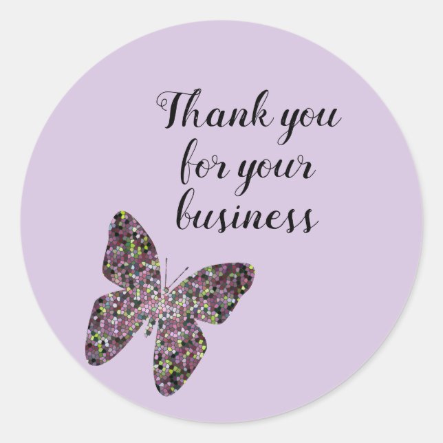 Butterfly Business Vielen Dank Kundenrechnung Runder Aufkleber (Vorderseite)