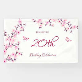 Butterfly Cheroms Blüten Rosa Weiß Banner