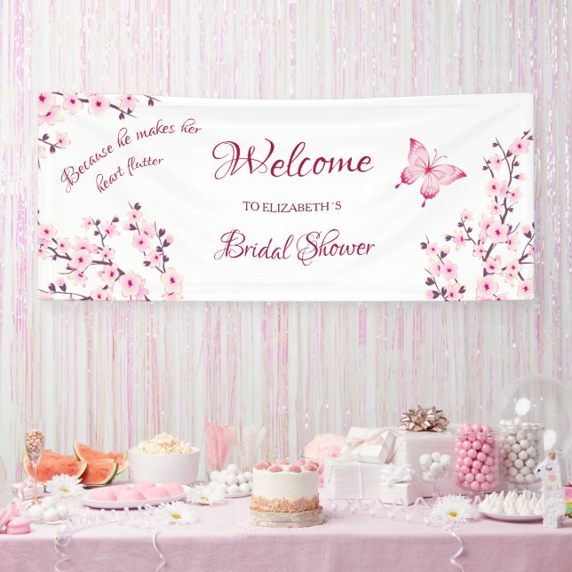 Butterfly Cherry Blossom Brautparty Willkommen Banner (Party)