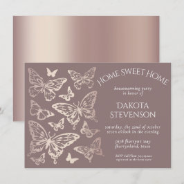Butterfly Chic Housewarming | Kupfer-Rose Gold Einladung