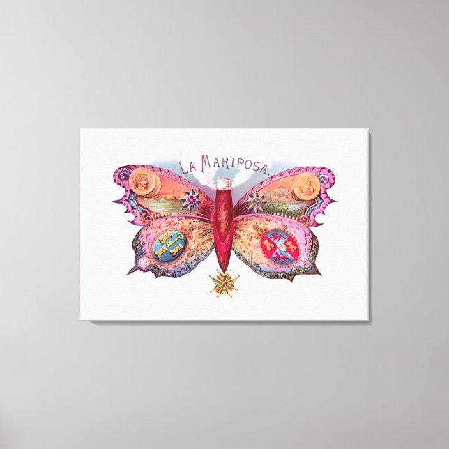 Butterfly Cigar Antique Malerei Werbung Leinwanddruck (Vorderseite)