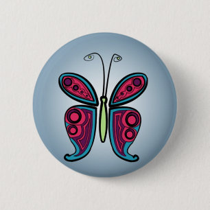 Butterfly Classic Round Sticker Button