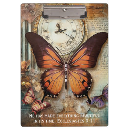 Butterfly Clock Clipboard Ecclesiastes 3:11  Klemmbrett