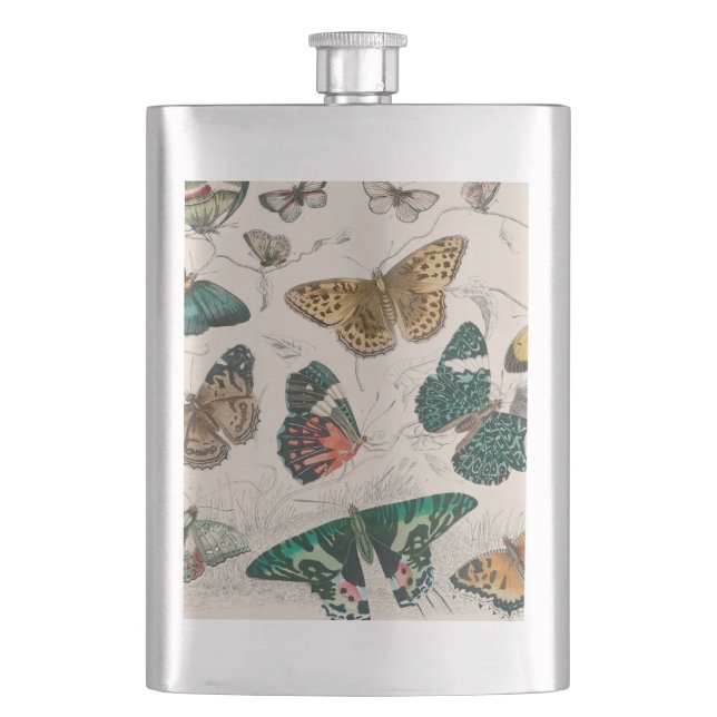 Butterfly Collection Antike Schmetterlinge Flachmann (Vorderseite)