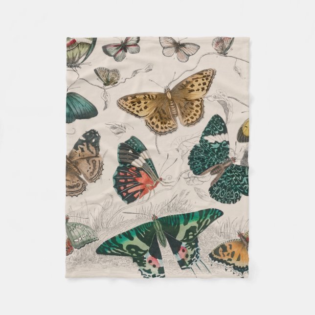 Butterfly Collection Antike Schmetterlinge Fleecedecke (Vorderseite)