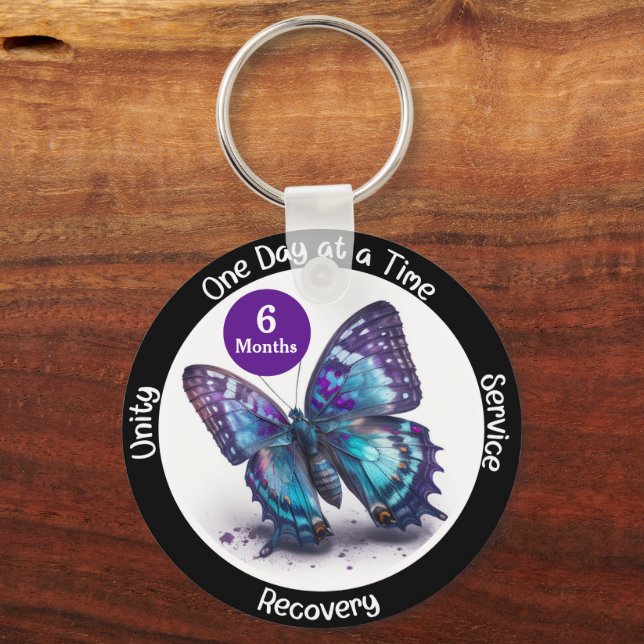 Butterfly Custom Sobrification Geschenk - Sauberes Schlüsselanhänger (Vorderseite)