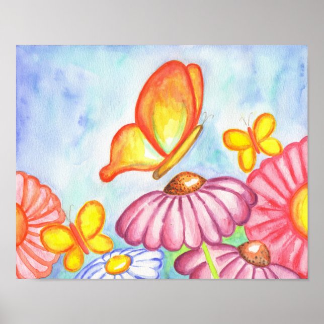 Butterfly Daisy Art Print Poster (Vorne)