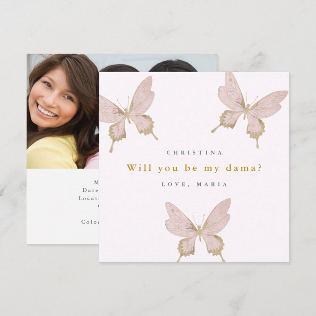 Butterfly Dama Vorschlag Quinceanera Ihr eigener T Einladung (Vorne/Hinten)