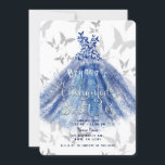Butterfly Dance Blue Dress Silver Sweet 16 Einladung<br><div class="desc">Anpassen für jedes Ereignis</div>