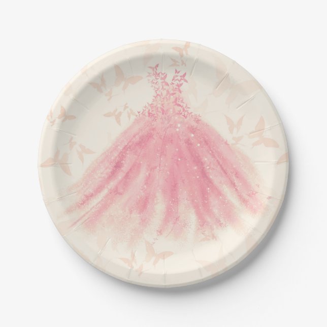 Butterfly Dance Peach Sparkress Brautparty Pappteller (Vorderseite)