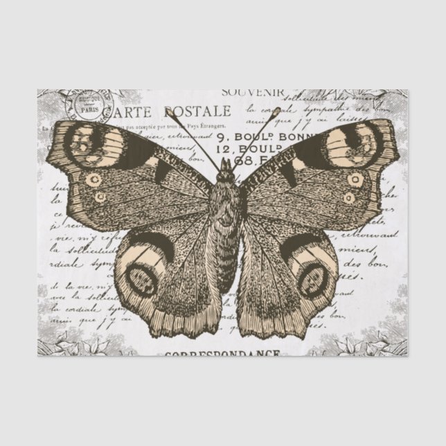 Butterfly Decoupage Tissue Paper - Französisch Vin Seidenpapier (Vorderseite)