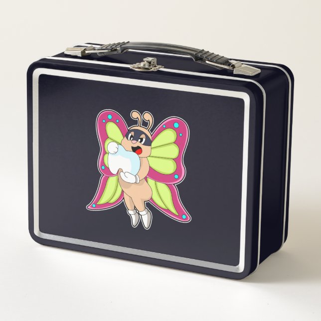 Butterfly Dentist Teeth Metall Brotdose (Vorderseite)