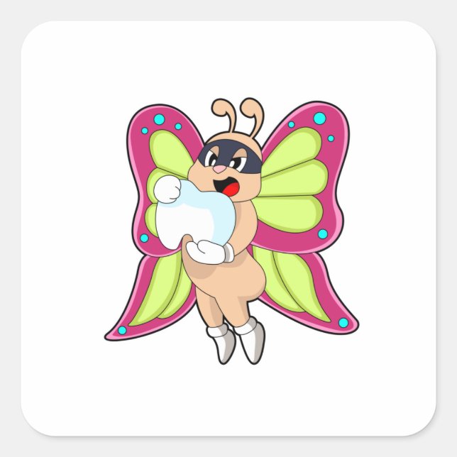 Butterfly Dentist Teeth Quadratischer Aufkleber (Vorderseite)