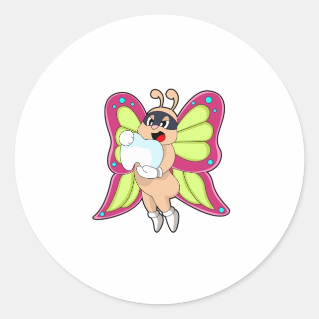 Butterfly Dentist Teeth Runder Aufkleber (Vorderseite)