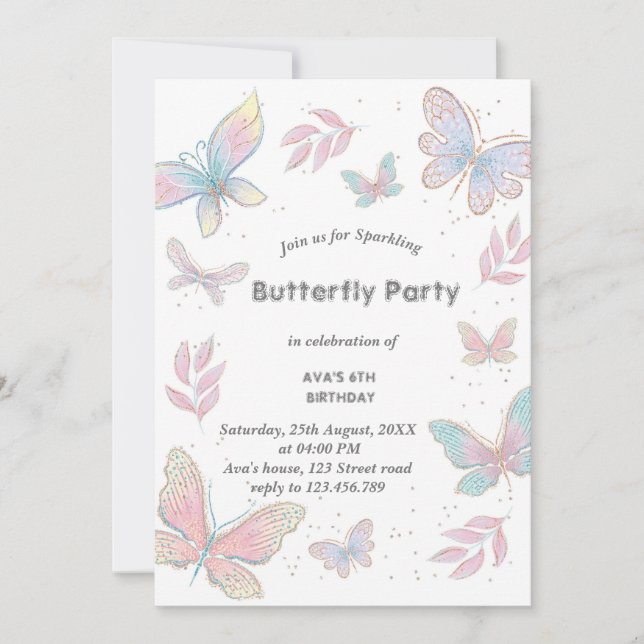Butterfly-Design Einladung (Vorderseite)