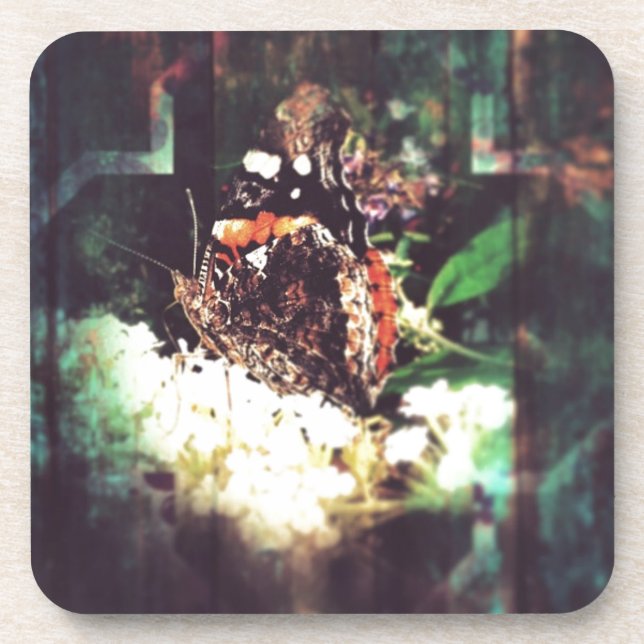 Butterfly Digital Art Untersetzer (Vorderseite)